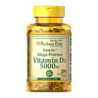 Vitamin D3 5000 (125 mcg) (200 softgels) 000012034 фото