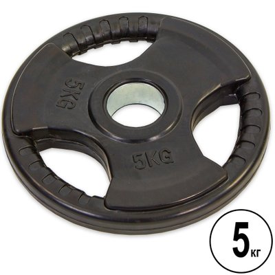 Блины (диски) обрезиненные с тройным хватом и металлической втулкой d-52мм Record TA-8122- 5 5кг (черный) TA-8122-5 фото