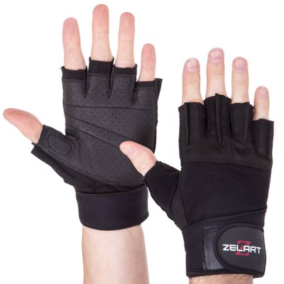 Перчатки для тяжелой атлетики ZELART SB-161099 (PVC, спандекс, неопрен, открытые пальцы, р-р S-XXL, черный) SB-161099_Черный_S фото