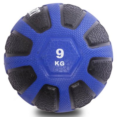 Мяч медицинский медбол Zelart Medicine Ball FI-0898-9 9кг (резина, d-28,6см, черный-синий) FI-0898-9 фото