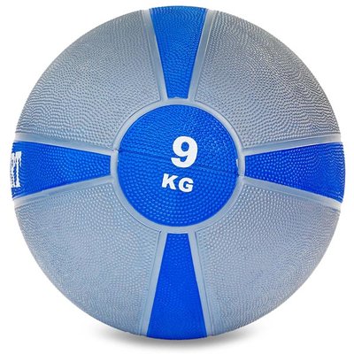 Мяч медицинский медбол Zelart Medicine Ball FI-5122-9 9кг (резина, d-28,5см, серый-синий) FI-5122-9 фото