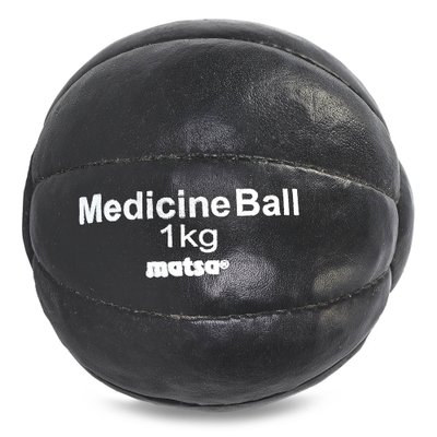Мяч медицинский медбол MATSA Medicine Ball ME-0241-1 1кг (верх-кожа, наполнитель-песок, d-14см, черный) ME-0241-1 фото