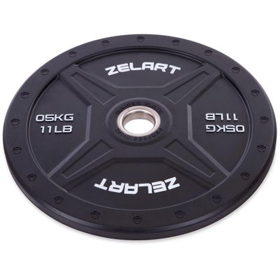 Бамперные диски для кроссфита Bumper Plates резиновые d-51мм Zelart TA-2258-5 5кг (d-45см,черный) TA-2258-5 фото