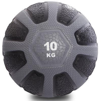 Мяч медицинский медбол Zelart Medicine Ball FI-0898-10 10кг (резина, d-28,6см, черный-серый) FI-0898-10 фото