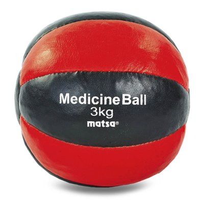 Мяч медицинский медбол MATSA Medicine Ball ME-0241-3 3кг (верх-кожа, наполнитель-песок, d-18см, красный-черный) ME-0241-3 фото