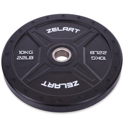 Бамперные диски для кроссфита Bumper Plates резиновые d-51мм Zelart TA-2258-10 10кг (d-45см,черный) TA-2258-10 фото