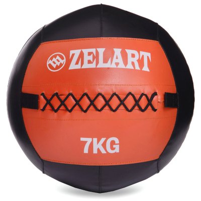 Мяч волбол для кроссфита и фитнеса 7кг Zelart WALL BALL FI-5168-7 (PU, наполнитель-метал. гранулы, d-33см, черный-оранжевый) FI-5168-7 фото