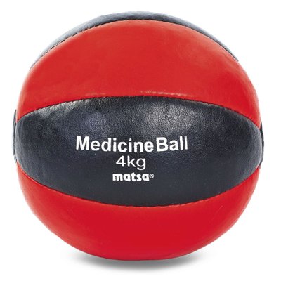 Мяч медицинский медбол MATSA Medicine Ball ME-0241-4 4кг (верх-кожа, наполнитель-песок, d-20см, красный-черный) ME-0241-4 фото