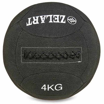 Мяч для кроссфита набивной в кевларовой оболочке 4кг Zelart WALL BALL FI-7224-4 (кевлар, наполнитель-резина, d-35см, черный) FI-7224-4 фото