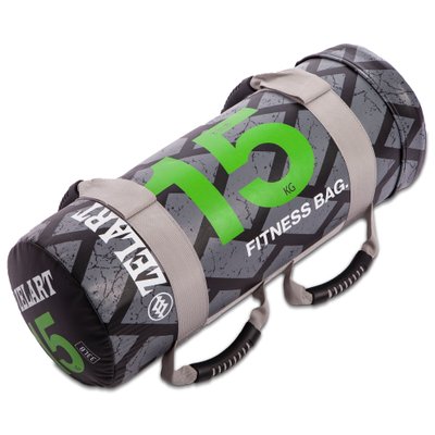 Мешок для кроссфита и фитнеса Zelart Power Bag FI-0899-15 (PVC, нейлон, вес 15кг, черный-зеленый) FI-0899-15 фото