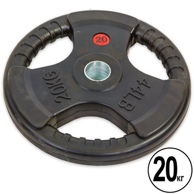 Блины (диски) обрезиненные с тройным хватом и металлической втулкой d-52мм Record TA-8122-20 20кг (черный) TA-8122-20 фото