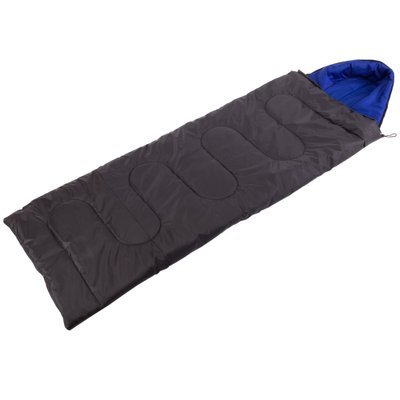 Спальный мешок одеяло с капюшоном состегивающийся (правосторонний) CHAMPION Турист SY-4733-R (PL, вес 2000г,р-р190+30х80см,t -10 до +15, цв. в ассорт) SY-4733-R_Черный фото