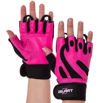 Перчатки для фитнеса ZELART SB-161738 размер XS-M (PL, PVC, черный-розовый) SB-161738_S фото