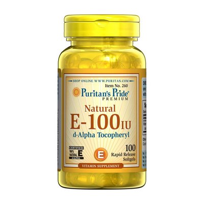 Vitamin E 67 mg natural (100 IU) alpha tocopheryl (100 softgels) 000007591 фото