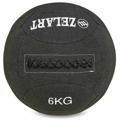 Мяч для кроссфита набивной в кевларовой оболочке 6кг Zelart WALL BALL FI-7224-6 (кевлар, наполнитель-резина, d-35см, черный) FI-7224-6 фото