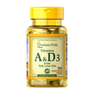 Vitamins A&D3 from Fish Liver Oils (100 softgels) 000019101 фото
