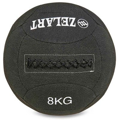Мяч для кроссфита набивной в кевларовой оболочке 8кг Zelart WALL BALL FI-7224-8 (кевлар, наполнитель-резина, d-35см, черный) FI-7224-8 фото