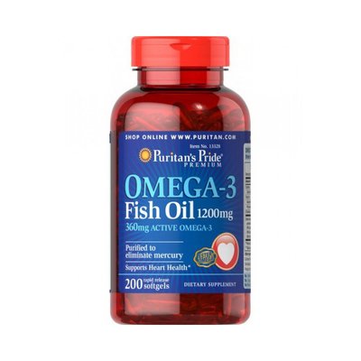 Omega-3 Fish Oil 1200 mg (200 softgels) 000010446 фото