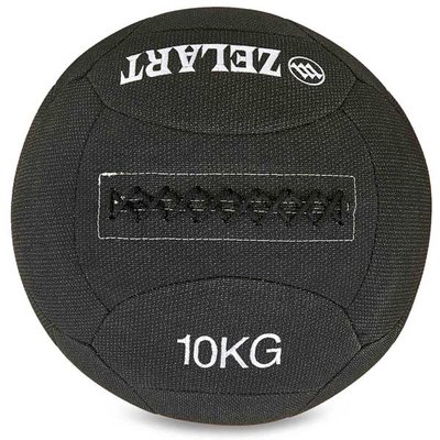 Мяч для кроссфита набивной в кевларовой оболочке 10кг Zelart WALL BALL FI-7224-10 (кевлар, наполнитель-резина, d-35см, черный) FI-7224-10 фото