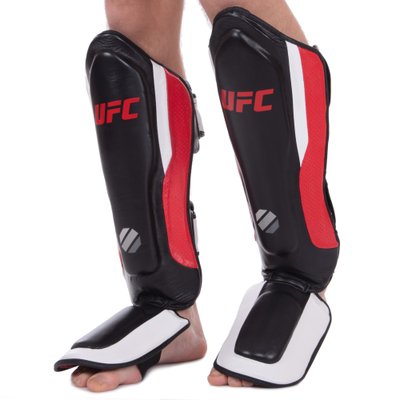 Защита голени и стопы Муай Тай, ММА, Кикбоксинг кожаная UFC PRO Training UHK-69979 (р-р S-M, красный-черный) UHK-69979 фото