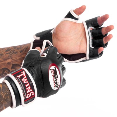 Перчатки для смешанных единоборств MMA кожаные TWINS GGL-6 (р-р M-XL, цвета в ассортименте) GGL-6_Черный_XL фото