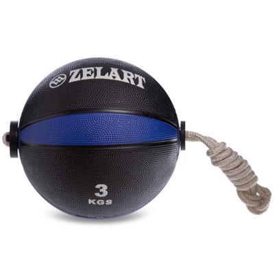 Мяч медицинский Tornado Ball Zelart FI-5709-3 3кг (резина, d-19см, черный-зеленый) FI-5709-3 фото