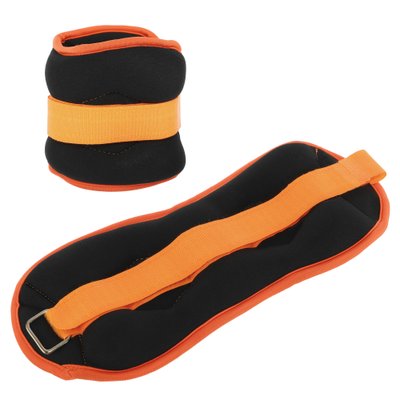Утяжелители-манжеты для рук и ног Zelart FI-7208-2 (2 x 1кг) (неопрен, метал.шарики, цвета в ассортименте) FI-7208-2_Черный-оранжевый фото