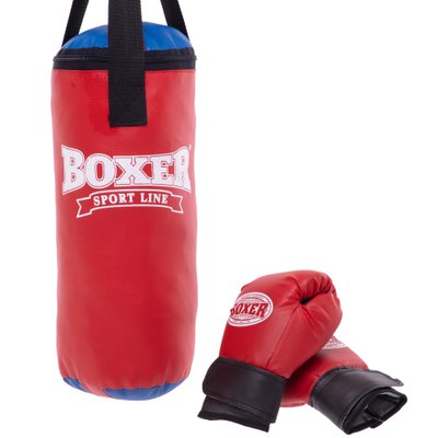 Боксерский набор детский (перчатки+мешок) BOXER 1008-2026 (винил, мешок h-38см, d-16см, перчатки 4oz, цвета в ассортименте) 1008-2026_Черный-красный фото