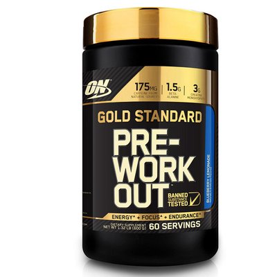 Pre- Workout gold standard (600 g, blueberry lemonade) 000009181 фото