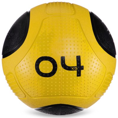 Мяч медицинский медбол Zelart Medicine Ball FI-2620-4 4кг (MD1275-4) (резина, d-21,6см, желтый-черный) FI-2620-4 фото