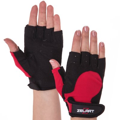 Перчатки для фитнеса ZELART SB-161732 (PL, PVC,открытые пальцы, р-р XS-M, цвета в ассортименте) SB-161732_Черный-красный_XS фото