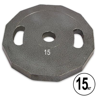 Блины (диски) стальные с хватом окрашенные d-52мм UR Newt NT-5221-15 15кг (сталь окрашенная, серый) NT-5221-15 фото