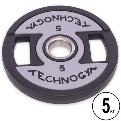 Блины (диски) полиуретановые с хватом и металлической втулкой d-51мм TECHNOGYM TG-1837-5 5кг (черный) TG-1837-5 фото