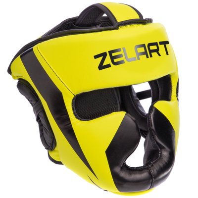 Шлем боксерский с полной защитой PU Zelart BO-7041 (р-р S-L-53-68см. цвета в ассортименте) BO-7041_Лимонный-черный_S фото