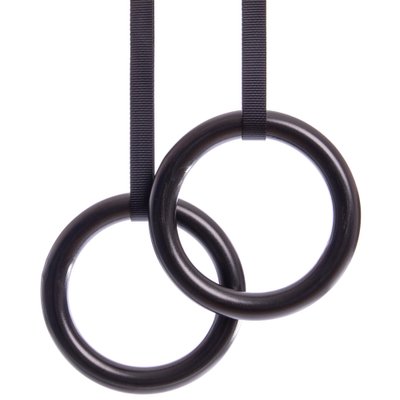 Кольца гимнастические для Кроссфита Zelart FI-928 (ленты-нейлон l-4,5м, кольцо-ABS d-23см, черный) FI-928 фото