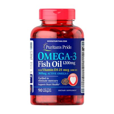 Omega-3 Fish Oil 1200 mg Plus Vitamin D3 1000 IU (90 softgels) 000015892 фото