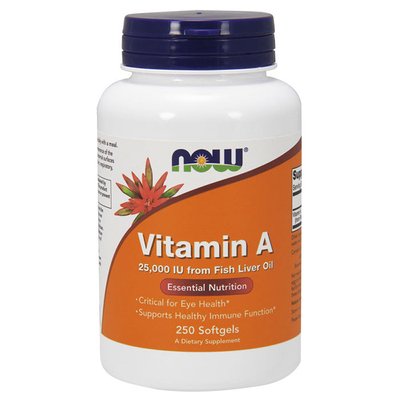 Vitamin A 25,000 IU Fish Liver Oil (250 softgels) 000009401 фото