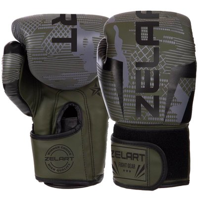 Боксерські рукавиці Zelart BO-2533 6-14 унцій чорний-зелений BO-2533_6_унции фото