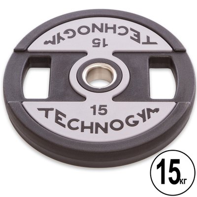 Блины (диски) полиуретановые с хватом и металлической втулкой d-51мм TECHNOGYM TG-1837-15 15кг (черный) TG-1837-15 фото