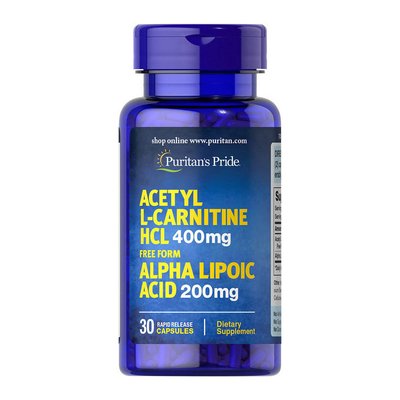 Acetyl L-Carnitine HCL 400 mg with Alpha Lipoic Acid 200 mg (30 caps) 000012038 фото