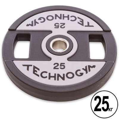Блины (диски) полиуретановые с хватом и металлической втулкой d-51мм TECHNOGYM TG-1837-25 25кг (черный) TG-1837-25 фото