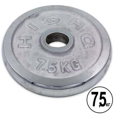 Блины (диски) хромированные d-52мм HIGHQ SPORT TA-1838-7_5B 7,5кг (металл хромированный) TA-1838-7_5B фото