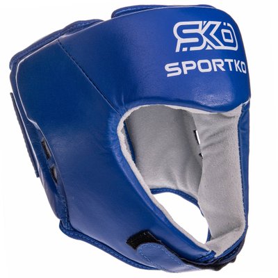 ФБУ Шлем боксерский открытый кожаный SPORTKO UR SP-4706 ОК1 (р-р М-XL, цвета в ассортименте) SP-4706_Синий_M фото