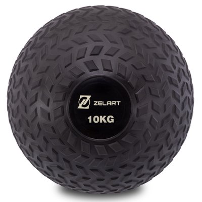 Мяч набивной слэмбол для кроссфита рифленый Record SLAM BALL FI-7474-10 10кг (PVC, минеральный наполнитель, d-23см, черный) FI-7474-10 фото
