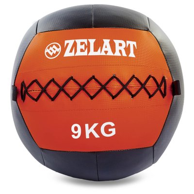 Мяч волбол для кроссфита и фитнеса 9кг Zelart WALL BALL FI-5168-9 (PU, наполнитель-метал. гранулы, d-33см, черный-красный) FI-5168-9 фото