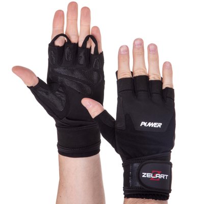 Перчатки для тяжелой атлетики ZELART SB-161057 (PVC, PL, открытые пальцы, р-р S-XXL, черный) SB-161057_Черный_S фото