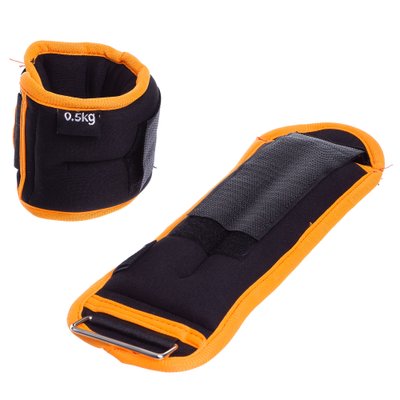 Утяжелители-манжеты для рук и ног SP-Sport FI-1302-1 (2 x 0,5кг) (нейлон,метал.шарики, цвета в ассортименте) FI-1302-1_Черный-оранжевый фото