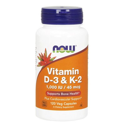 Vitamin D-3 & K-2 1000 IU/45 mcg (120 veg caps) 000011171 фото
