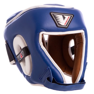 Шлем боксерский открытый с усиленной защитой макушки кожаный VELO VL-8195 (р-р M-XL, цвета в ассортименте) VL-8195_Синий_XL фото