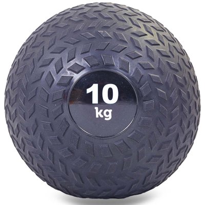 Мяч набивной слэмбол для кроссфита рифленый Record SLAM BALL FI-5729-10 10кг (PVC, минеральный наполнитель, d-23см, черный) FI-5729-10 фото